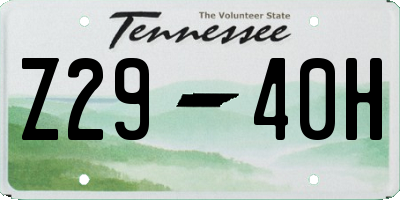 TN license plate Z2940H