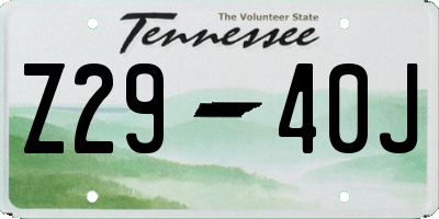 TN license plate Z2940J