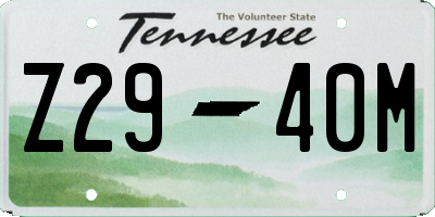 TN license plate Z2940M