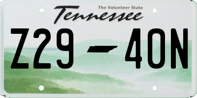 TN license plate Z2940N