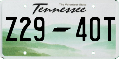 TN license plate Z2940T