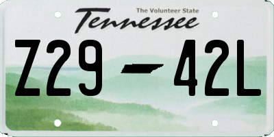 TN license plate Z2942L