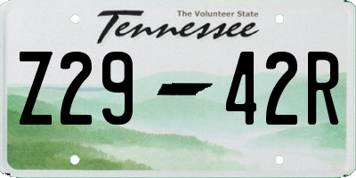 TN license plate Z2942R