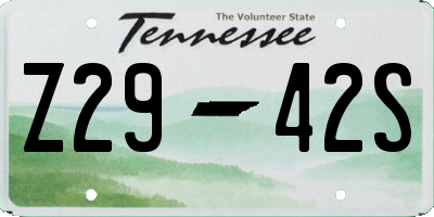 TN license plate Z2942S