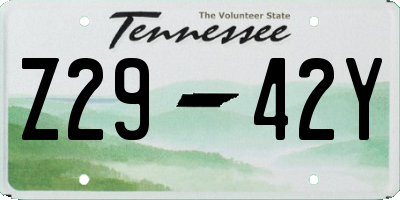 TN license plate Z2942Y