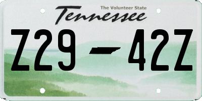 TN license plate Z2942Z