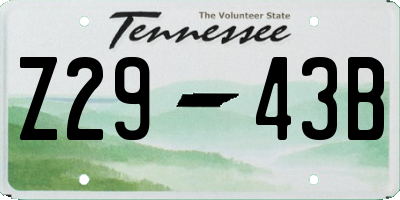 TN license plate Z2943B