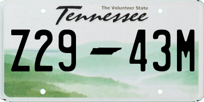 TN license plate Z2943M