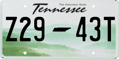 TN license plate Z2943T