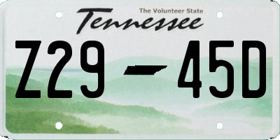 TN license plate Z2945D