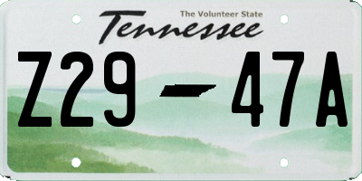 TN license plate Z2947A