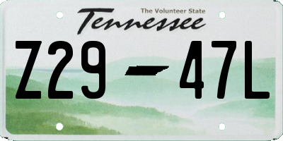 TN license plate Z2947L