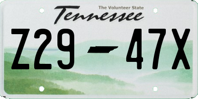 TN license plate Z2947X