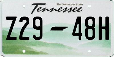 TN license plate Z2948H