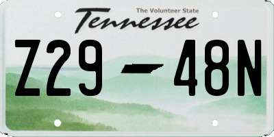 TN license plate Z2948N