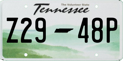 TN license plate Z2948P