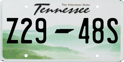 TN license plate Z2948S