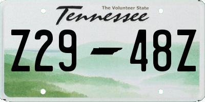 TN license plate Z2948Z