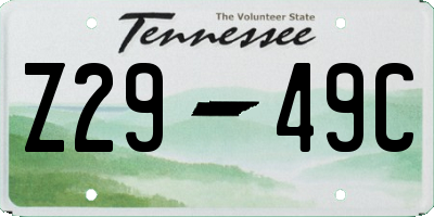TN license plate Z2949C
