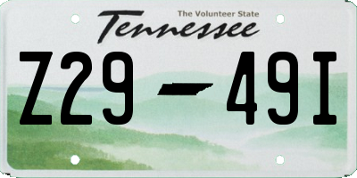 TN license plate Z2949I