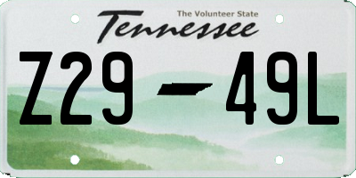 TN license plate Z2949L
