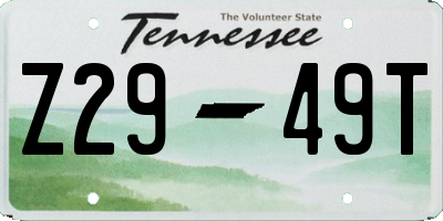 TN license plate Z2949T