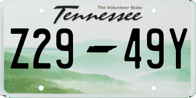 TN license plate Z2949Y