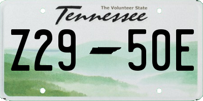 TN license plate Z2950E