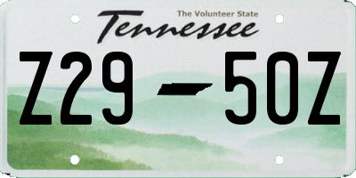 TN license plate Z2950Z