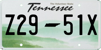 TN license plate Z2951X