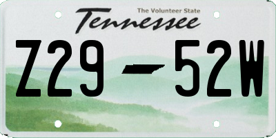 TN license plate Z2952W