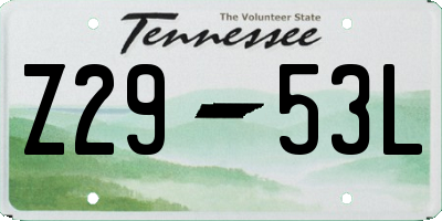 TN license plate Z2953L