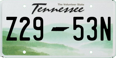 TN license plate Z2953N