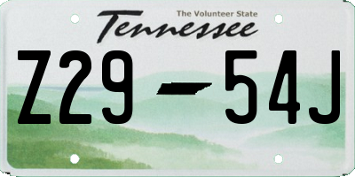 TN license plate Z2954J