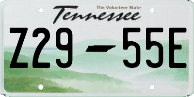 TN license plate Z2955E