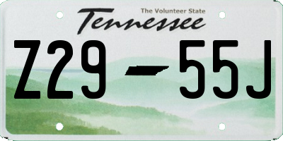 TN license plate Z2955J