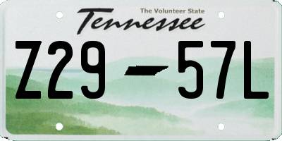 TN license plate Z2957L