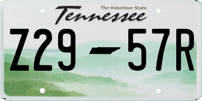 TN license plate Z2957R