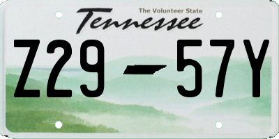 TN license plate Z2957Y