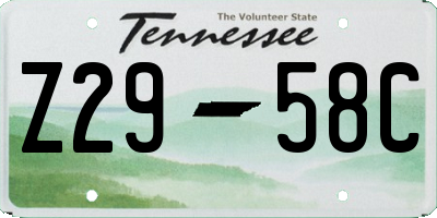 TN license plate Z2958C