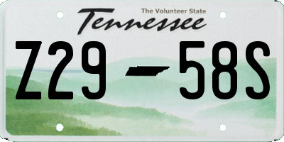 TN license plate Z2958S