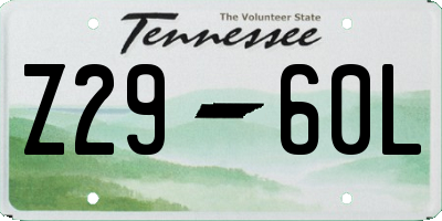 TN license plate Z2960L