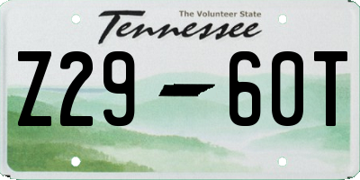 TN license plate Z2960T