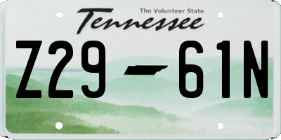 TN license plate Z2961N