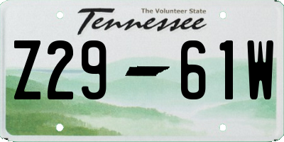 TN license plate Z2961W