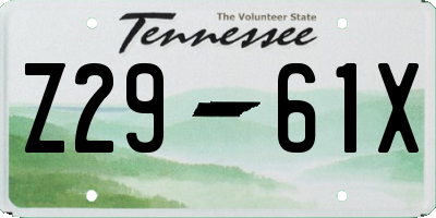 TN license plate Z2961X