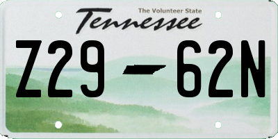 TN license plate Z2962N