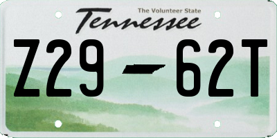 TN license plate Z2962T