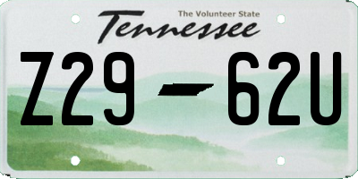 TN license plate Z2962U