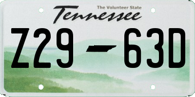 TN license plate Z2963D